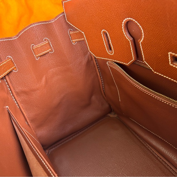 Authentic HERMES BIRKIN 35 chestnut brown veau grain leather gold hardware - Picture 13 of 16